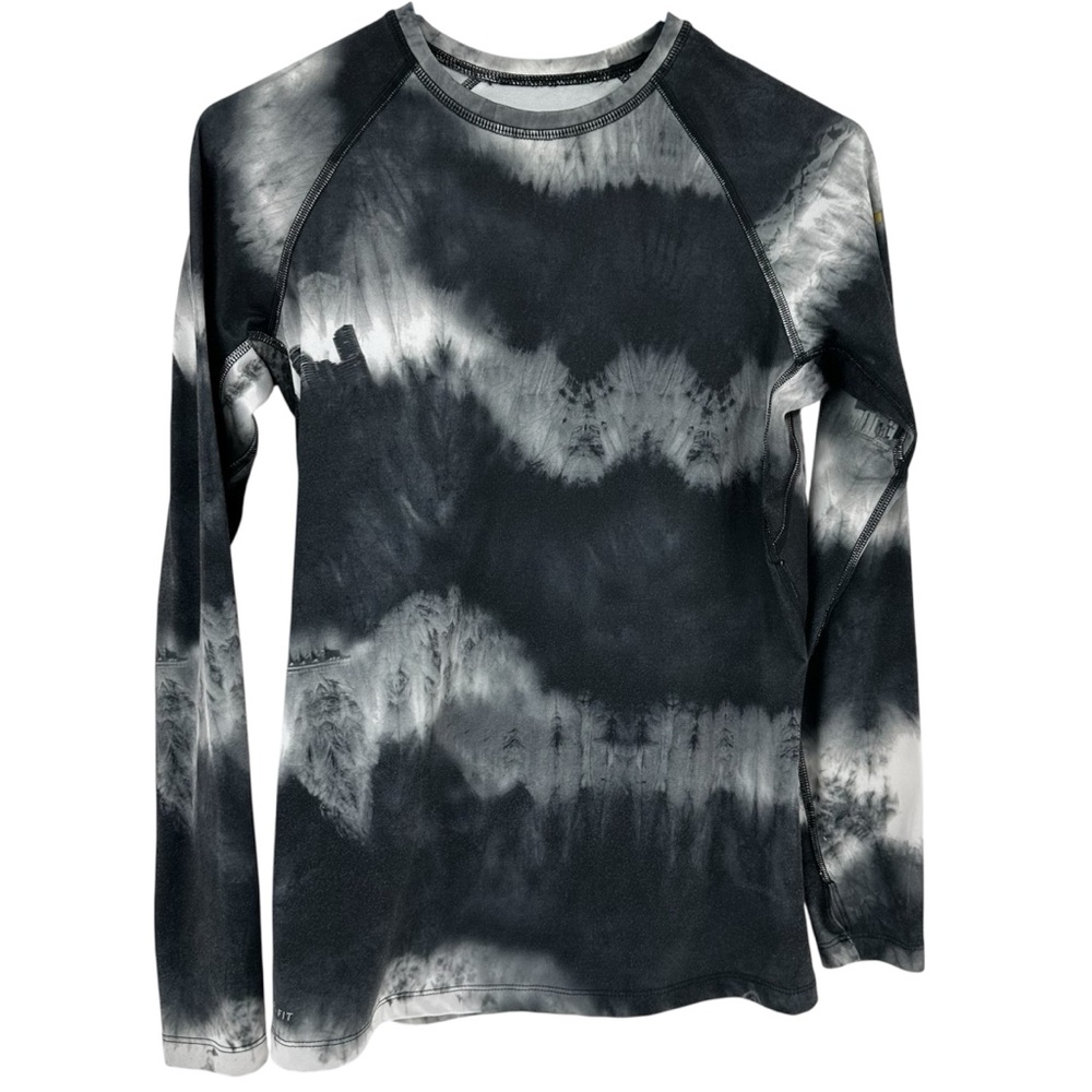 Nike Pro Combat Black Tie Dye Dri-Fit Thumb Hole Long Sleeve Compression Medium